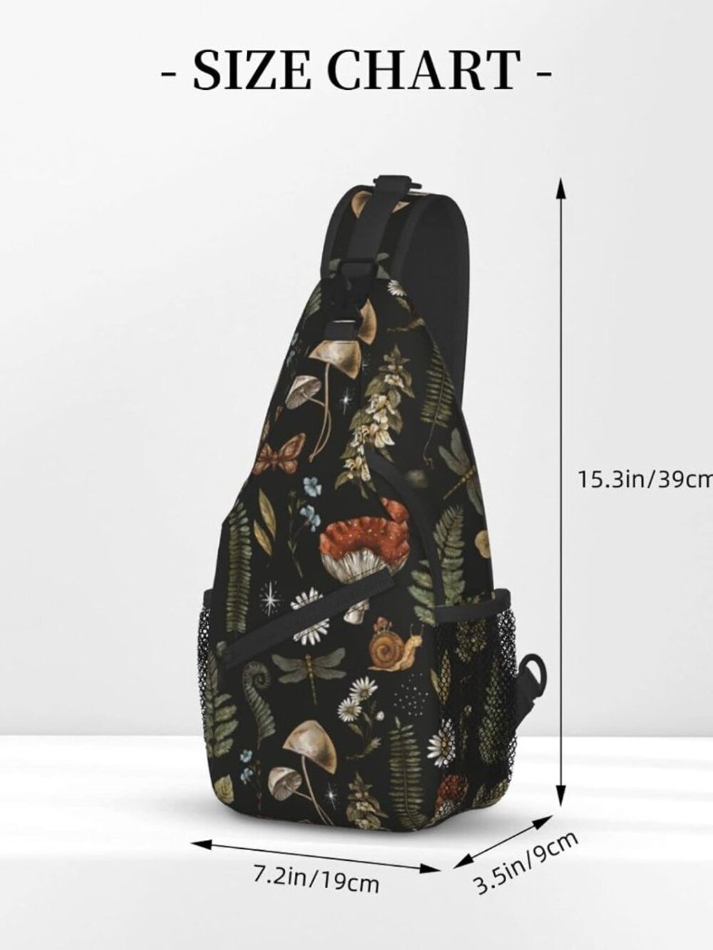 Sling Bag Vintage Mushroom Leaf Forest Hiking Daypack Crossbody Shoulder Backpac - Picture 2 of 8